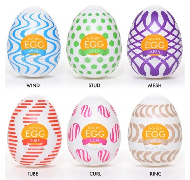 Zestaw sześciu masturbatorów - Tenga Egg Wonder 6 Styles Pack